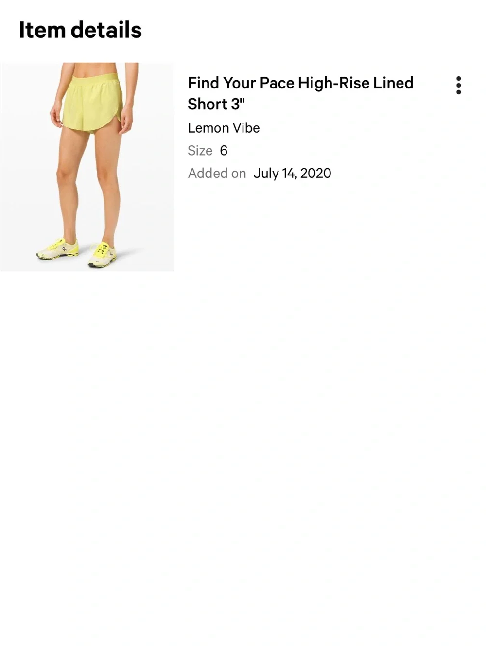 Lululemon find your pace 3inch reflective shorts size 6 lemon vibe 🍋
